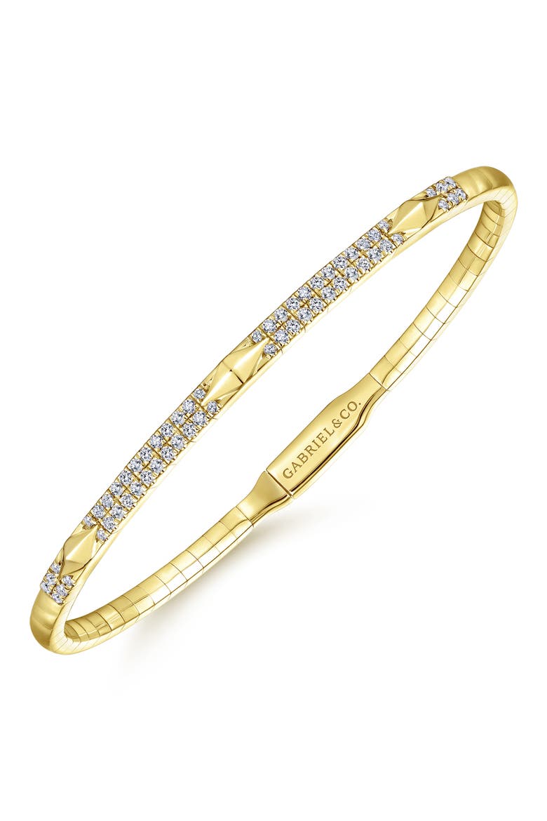 14K Gold Diamond Bangle, Alternate, color, 14K YELLOW GOLD