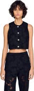 SANDRO Embroidered guipure crop top