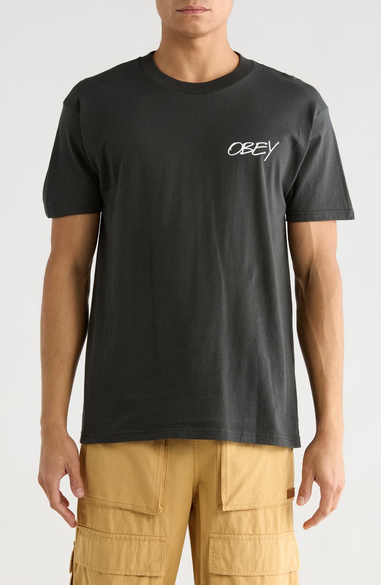 Obey Poppies Graphic T-Shirt, Main, color, Vintage Black