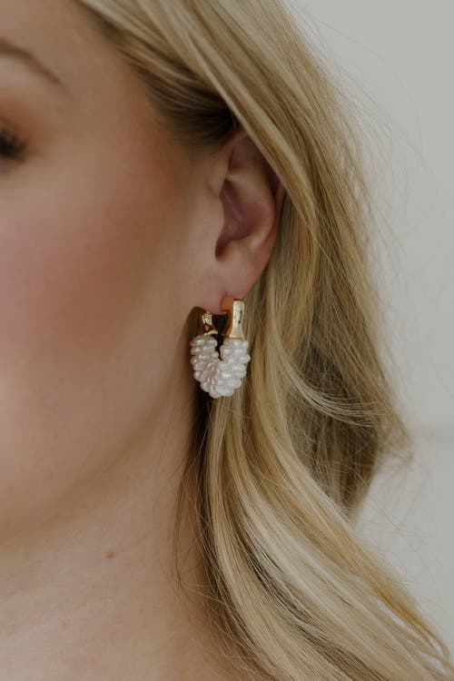 Untamed Petals Chateau Pearl Hoops In Gold
