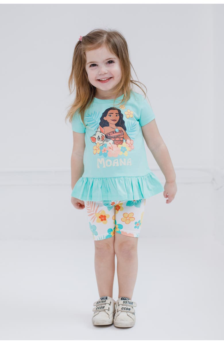 Disney Winnie the Pooh 2-Piece T-Shirt and Bike Shorts Set, Alternate, color, Moana Pua Mint
