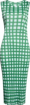 Issey Miyake Basket Print Pleated Midi Dress