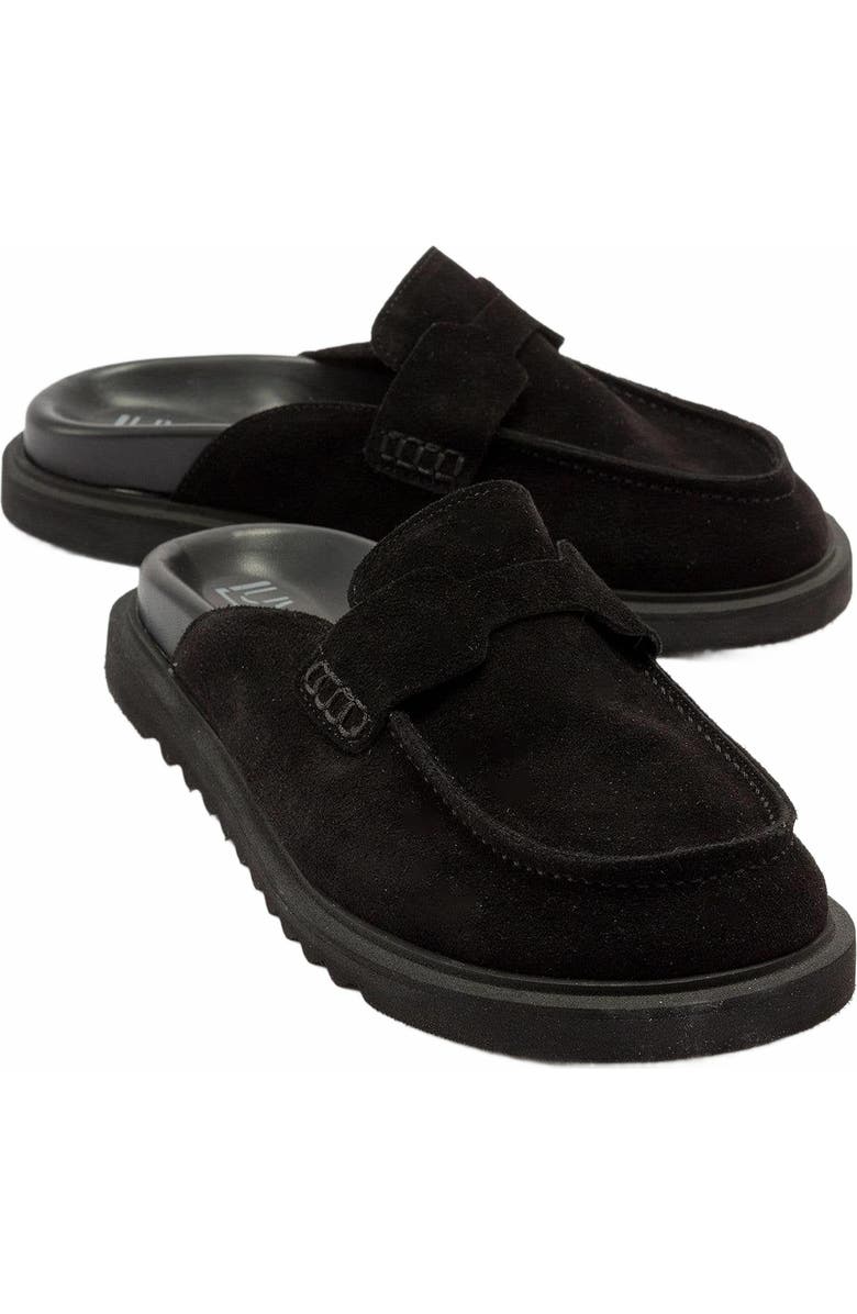 Forever & Always Shoes Laven Suede Leather Clogs, Alternate, color, Black Suede Leather