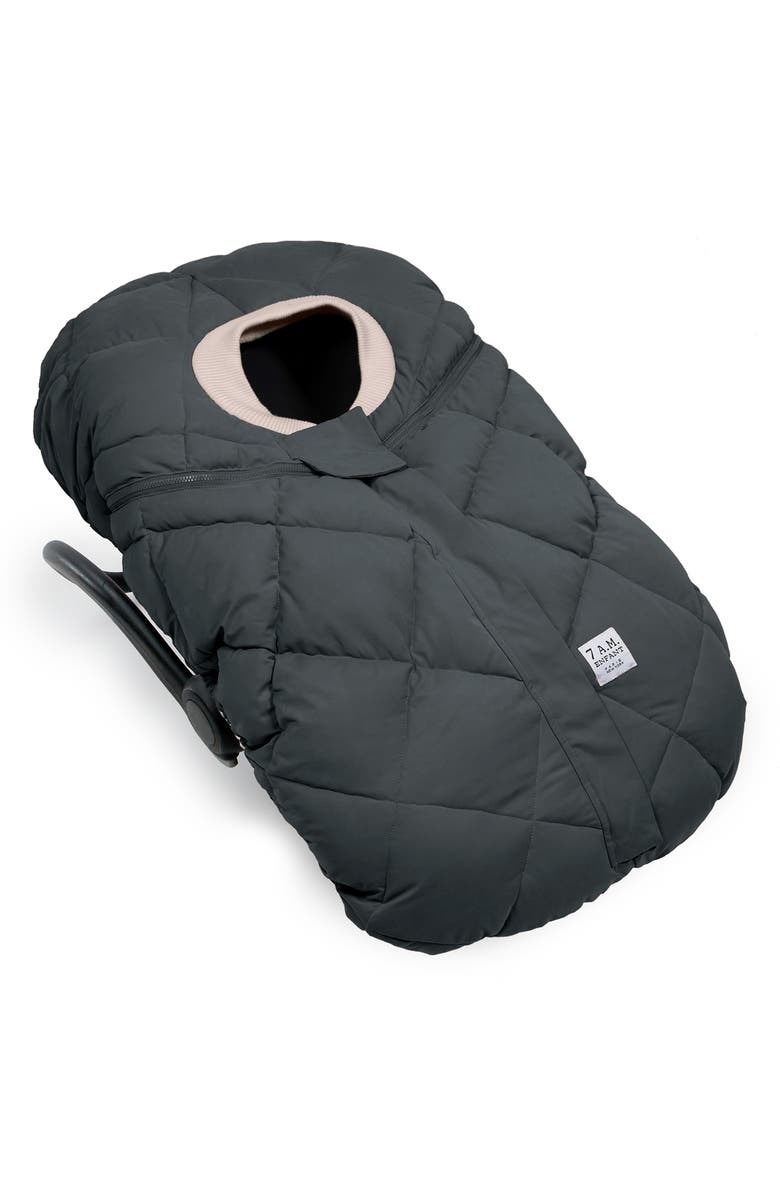 7 A.M. Enfant Faux Shearling Trim Car Seat Cocoon, Alternate, color, Smokey