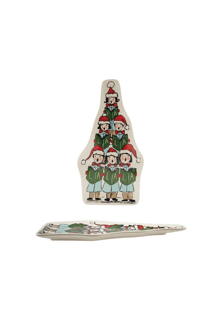 Fa La La Stoneware Choir Platter, Alternate, color, Multicolor