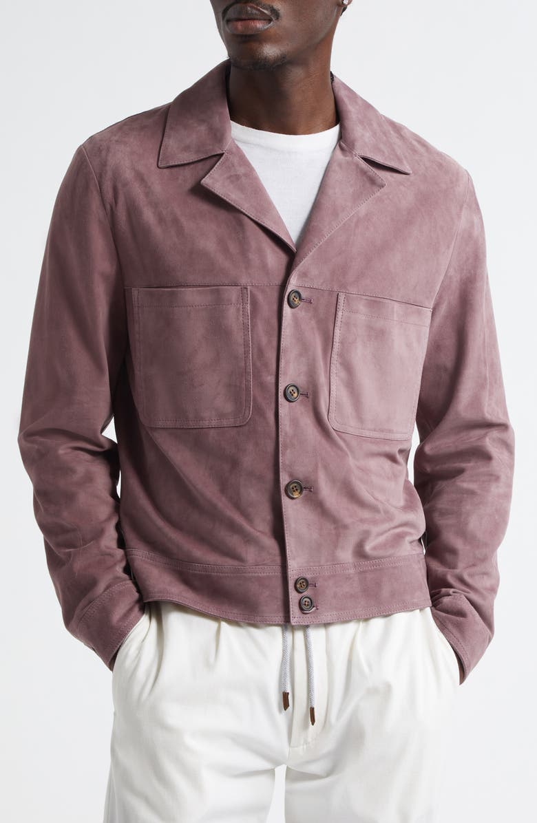 Eleventy Leather Utility Jacket, Main, color, Berry