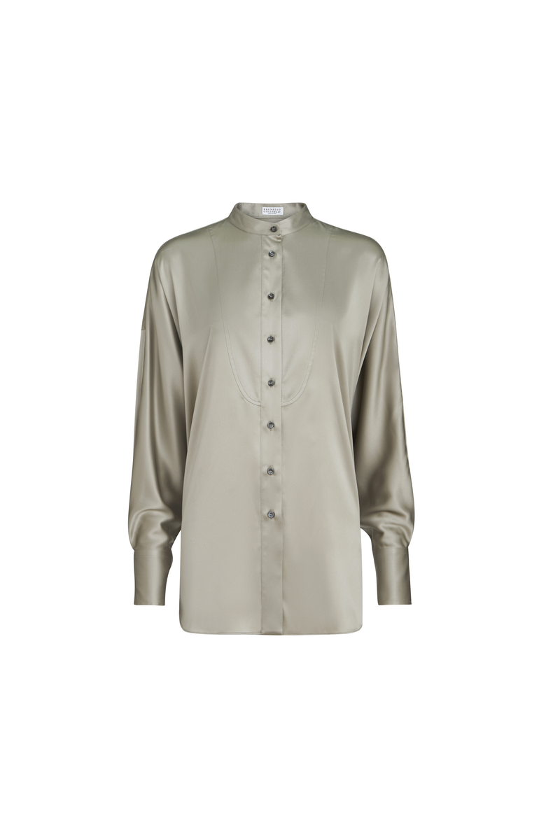 Brunello Cucinelli Mandarin-collar shirt, Alternate, color, Olive