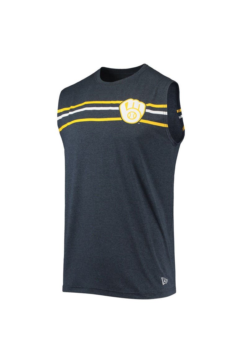 Men's New Era Heathered Navy Milwaukee Brewers Muscle Tank Top, Alternate, color, Heather Navy