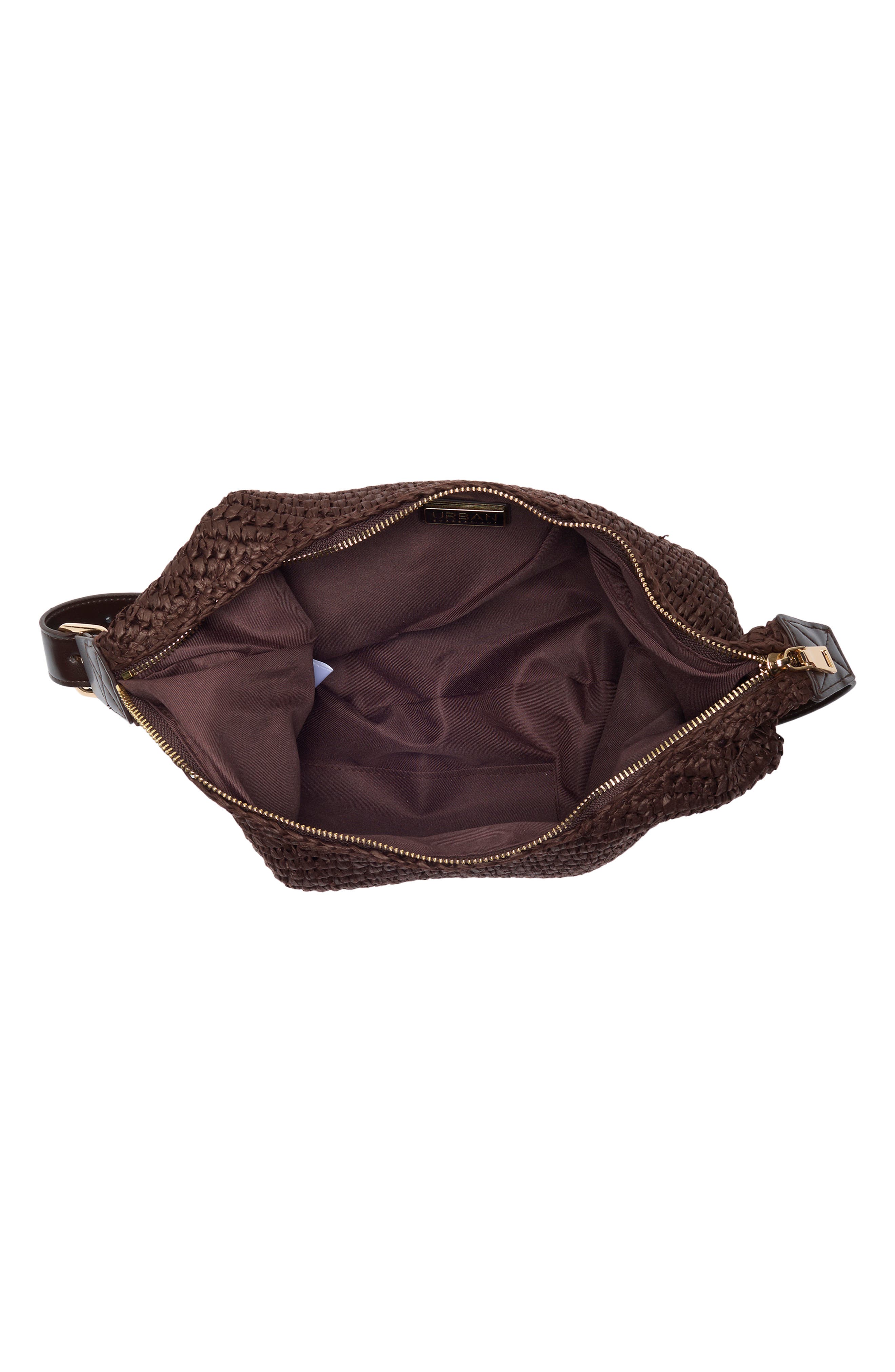 URBAN EXPRESSIONS HANDBAGS Straw Hobo Bag, Alternate, color, Coffee
