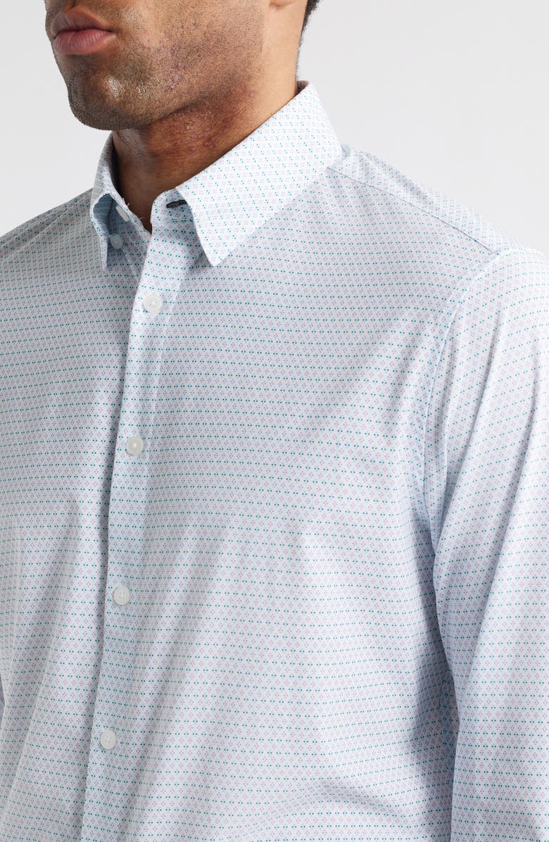 Mizzen+Main Leeward Trim Fit Micropattern Button-Up Shirt, Alternate, color, White Multi Mark
