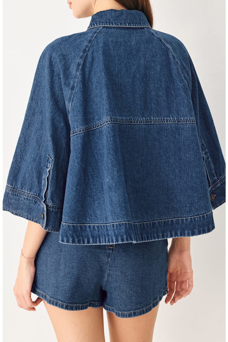 Denim Cape Jacket, Alternate, color, MEDIUM DENIM
