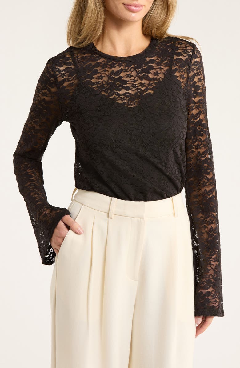 VERO MODA Kanya Lace Top, Main, color, Black