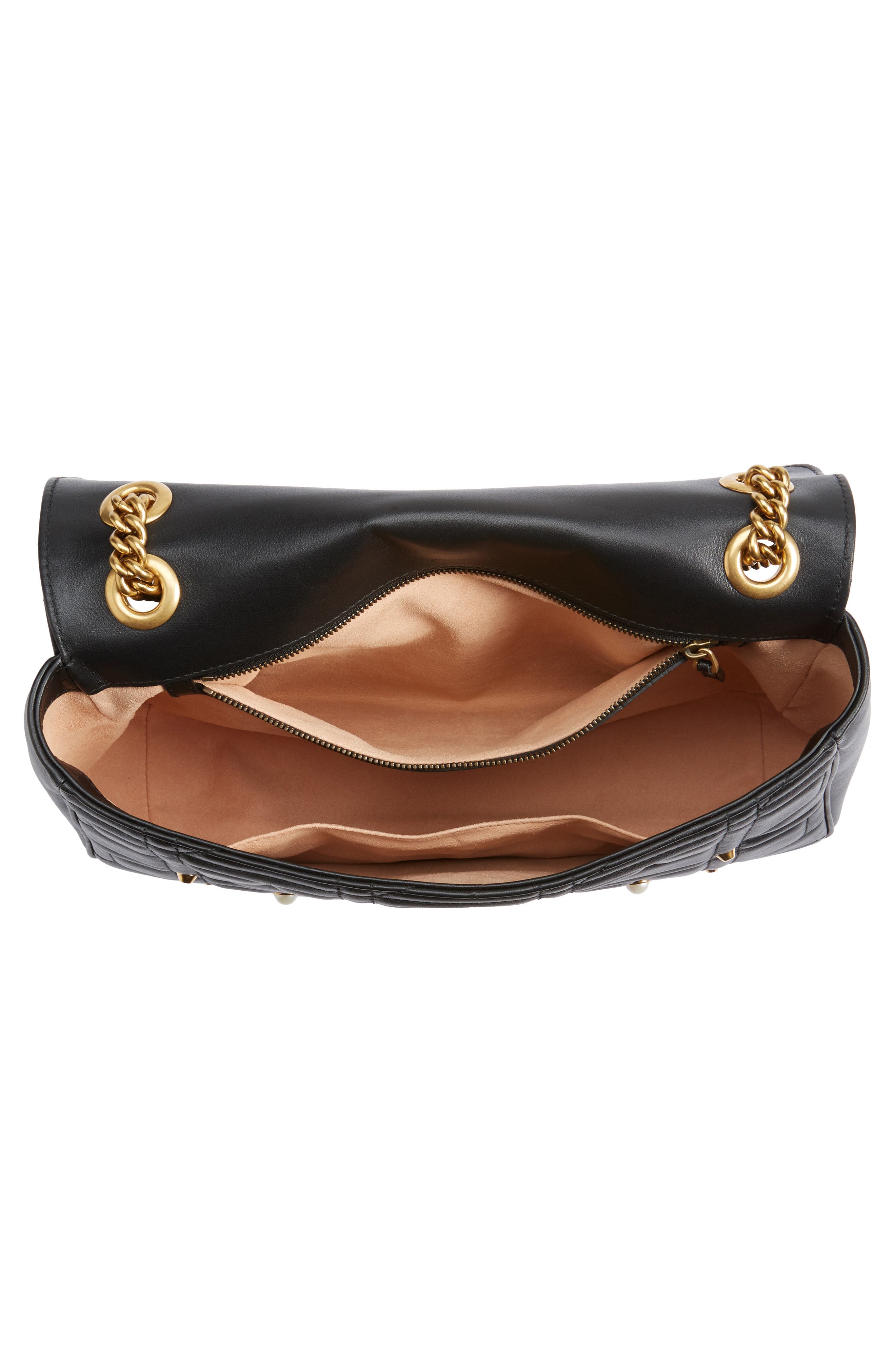 Gucci GG Marmont 2.0 Imitation Pearl Logo Matelassé Leather Shoulder Bag, Alternate, color, 