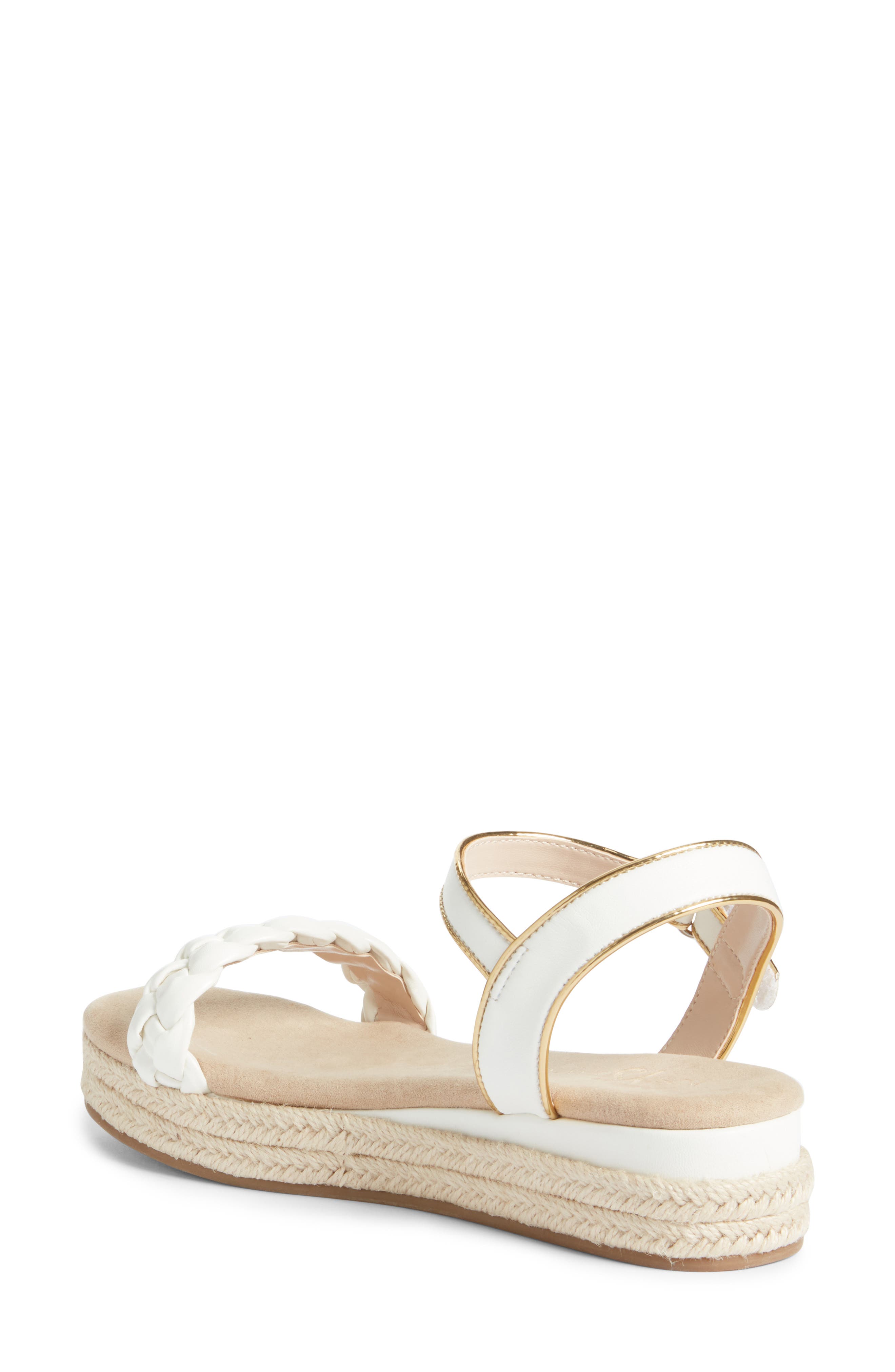 Yosi Samra Kids
 Miss April Ankle Strap Espadrille Platform Wedge Sandal, Alternate, color, White/ Gold