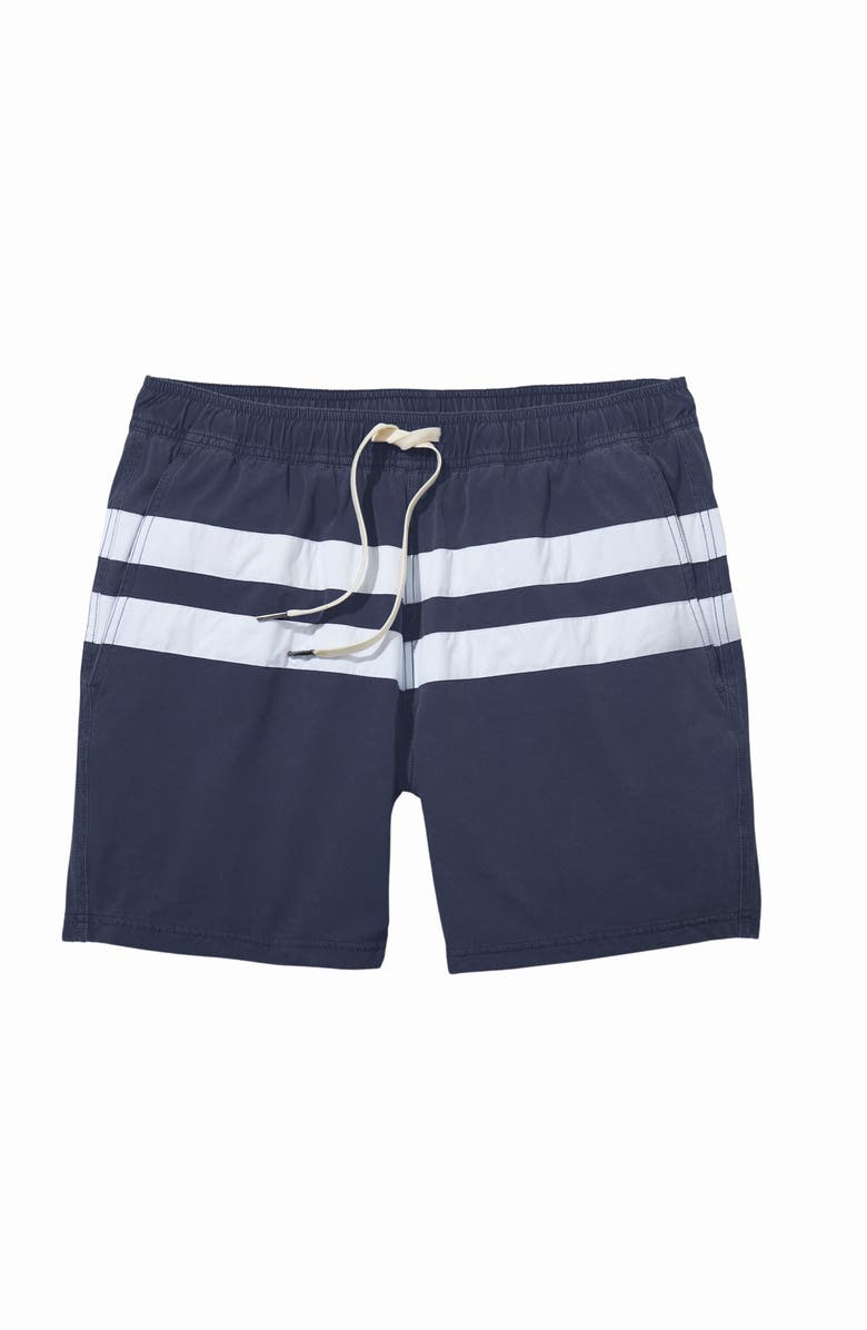 Fair Harbor Bungalow Swim Trunks, Alternate, color, Navy Nautical Stripe
