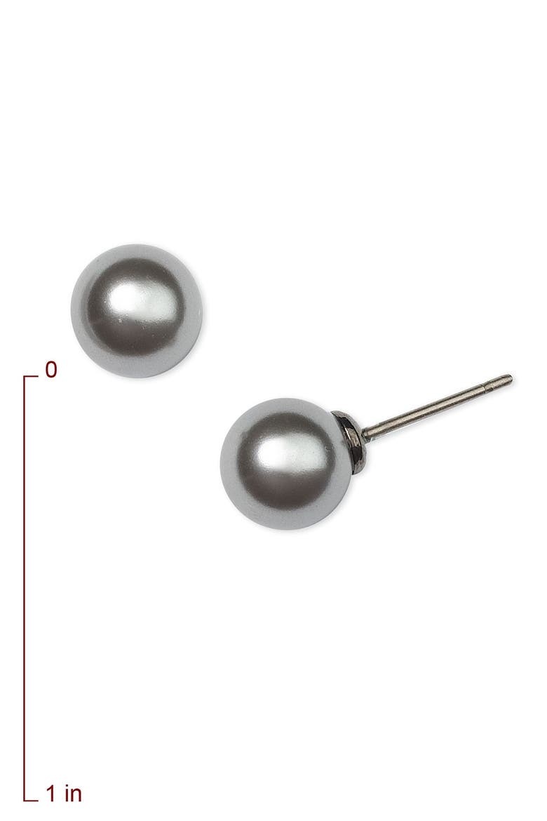 8mm Stud Earrings, Alternate, color, GREY PEARL