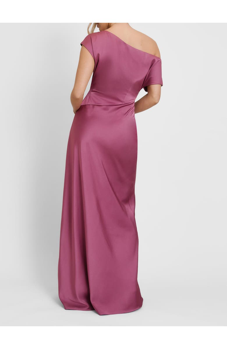 Six Stories Asymmetric Satin Bridesmaid Dress, Alternate, color, Plum