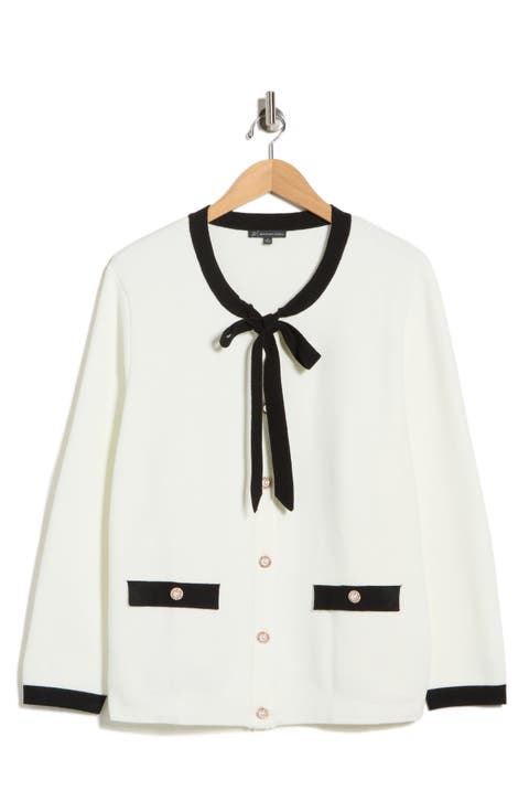 Bow Neck Cardigan (Plus)