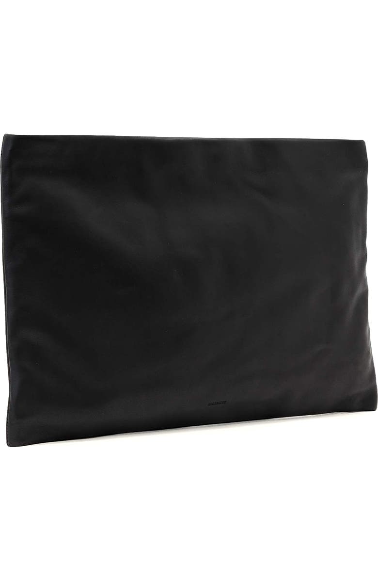 AllSaints Large Bettina Leather Clutch, Alternate, color, Black