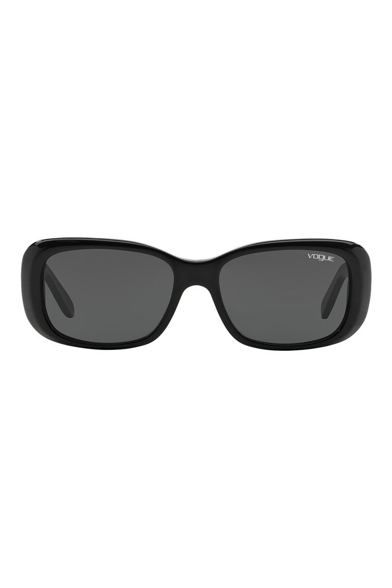55mm Rectangular Sunglasses, Main, color, BLACK
