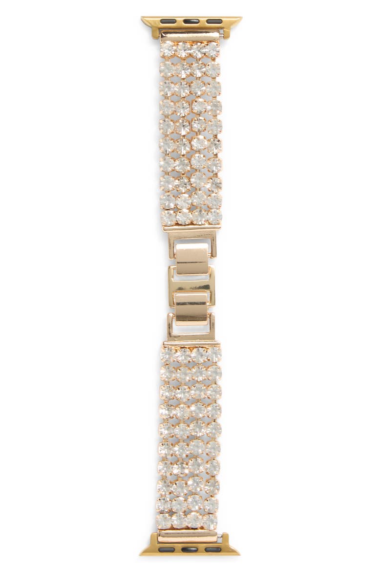 Crystal Chain Apple Watch® Watchband, Main, color, CLEAR- GOLD
