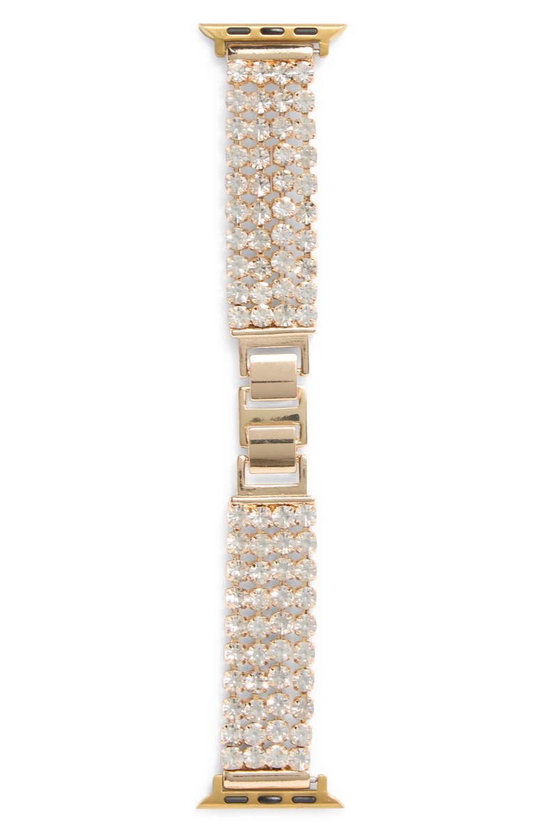 NORDSTROM RACK Crystal Chain Apple Watch<sup>®</sup> Watchband, Main, color, Clear- Gold