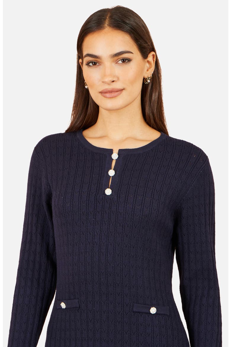 Long Sleeve Knitted Midi Dress, Alternate, color, Navy