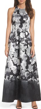 Alfred Sung Floral Sateen Gown
