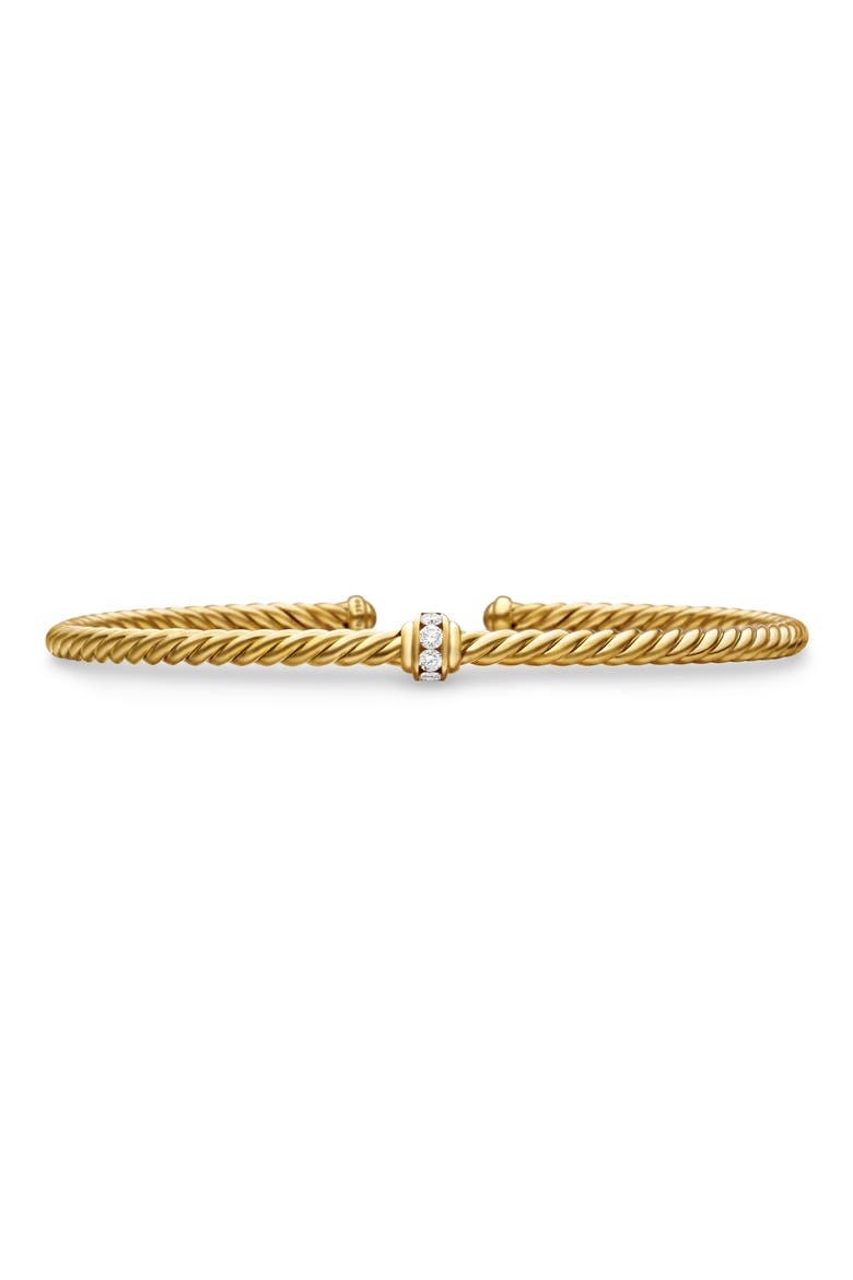 Classic Cablespira® Station Bracelet in 18K Yellow Gold with Diamonds, 3mm, Main, color, 18K YELLOW GOLD