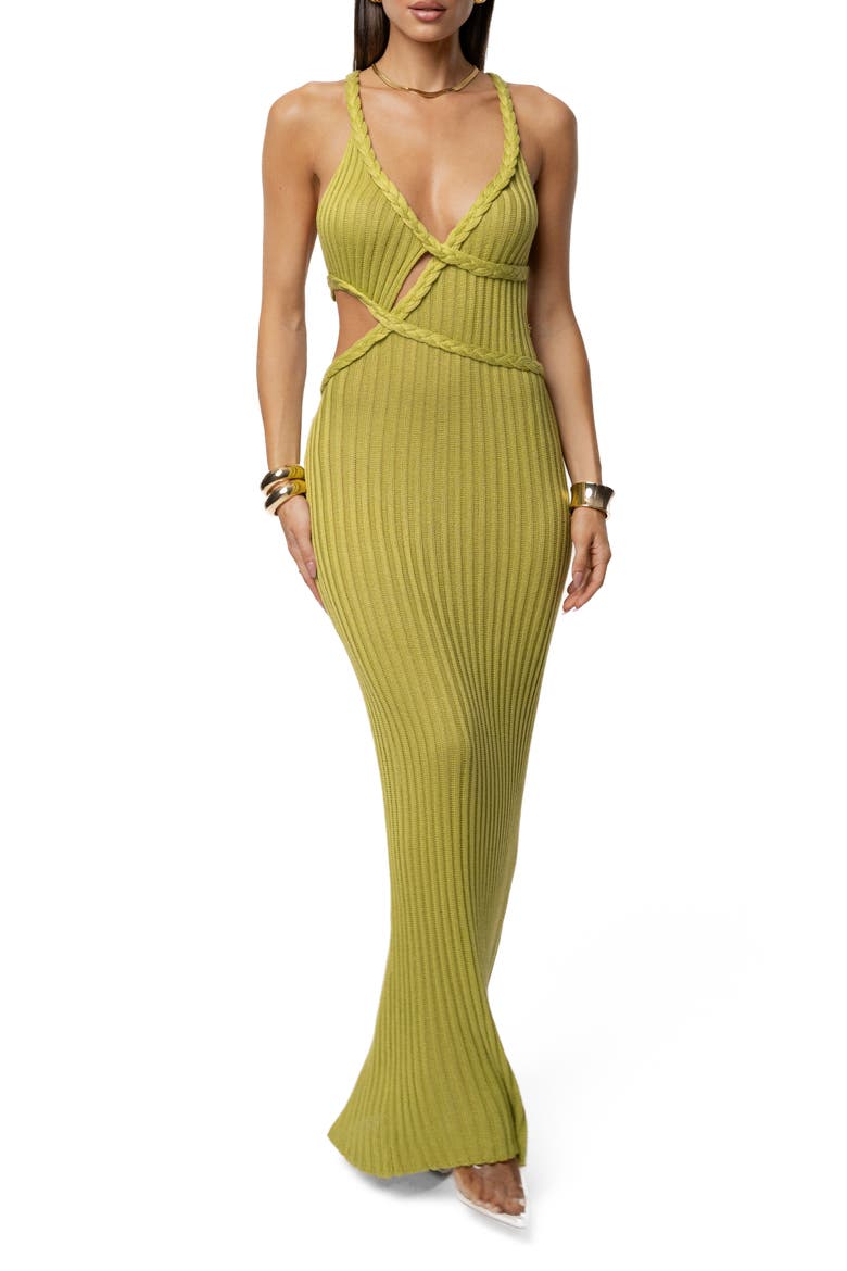 Drift & Dream Open Back Body-Con Maxi Sundress, Main, color, GREEN