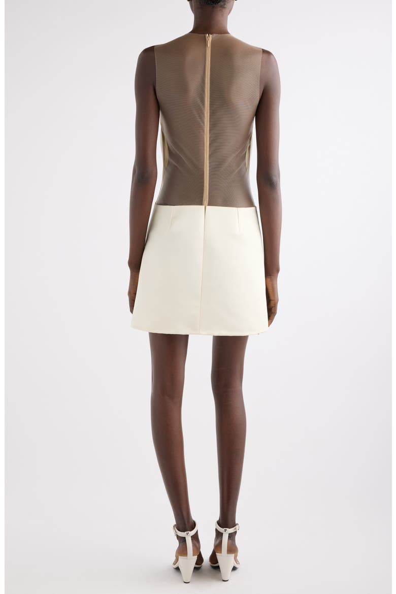 Illusion Inset Circle Satin Minidress, Alternate, color, IVORY