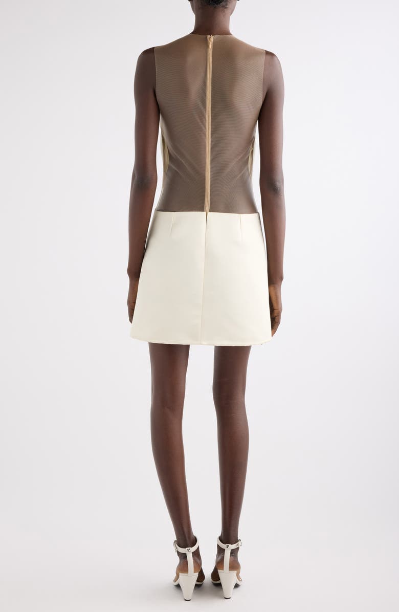 Courrèges Illusion Inset Circle Satin Minidress, Alternate, color, Ivory