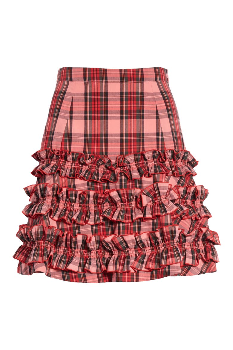 Em Ruffle Tartan Skirt, Alternate, color, PINK