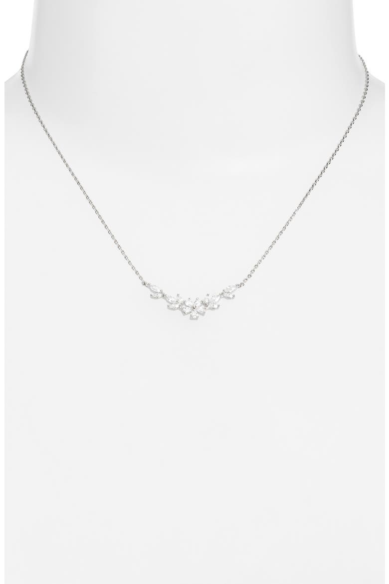 Delicate Cubic Zirconia Bar Necklace, Alternate, color, CLEAR- SILVER