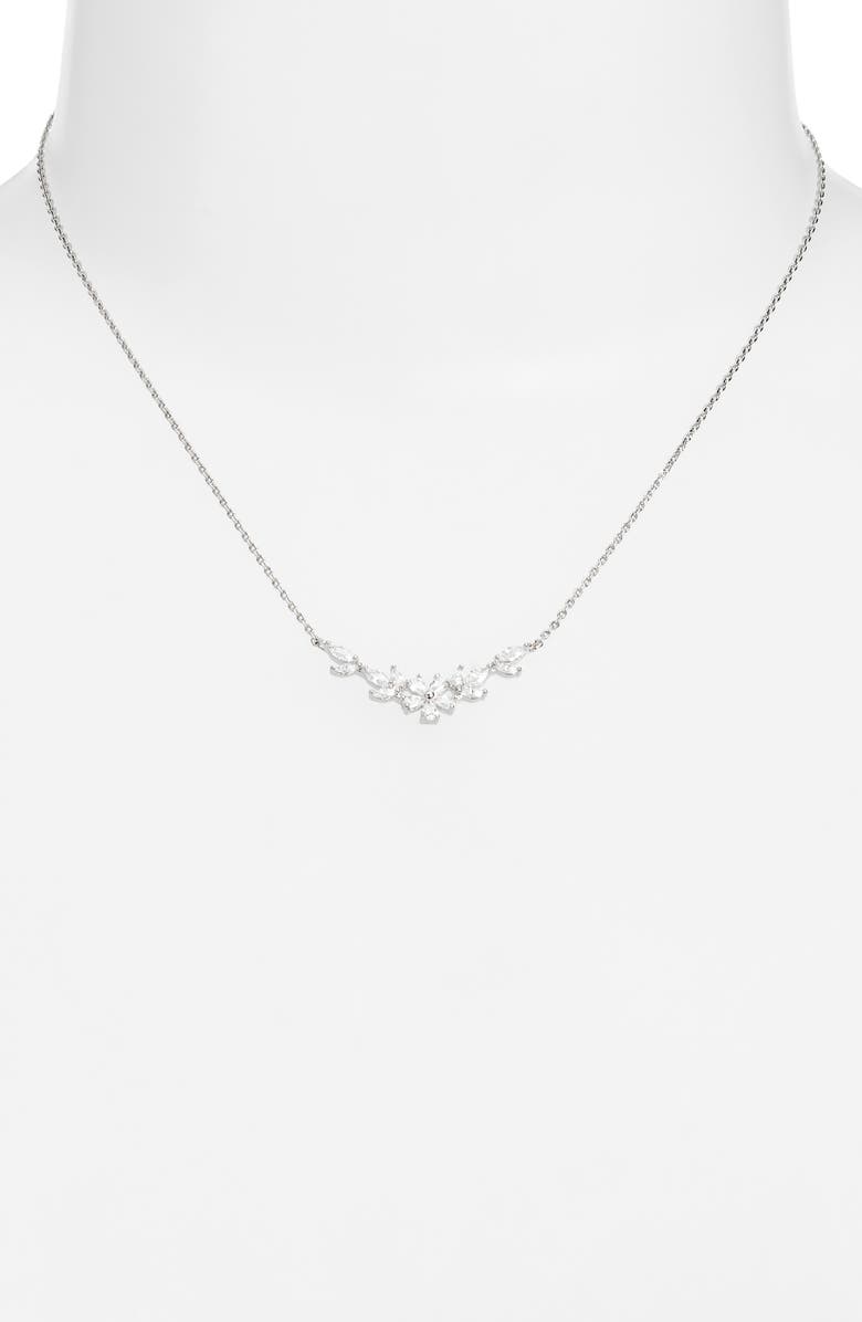 Nordstrom Delicate Cubic Zirconia Bar Necklace, Alternate, color, Clear- Silver