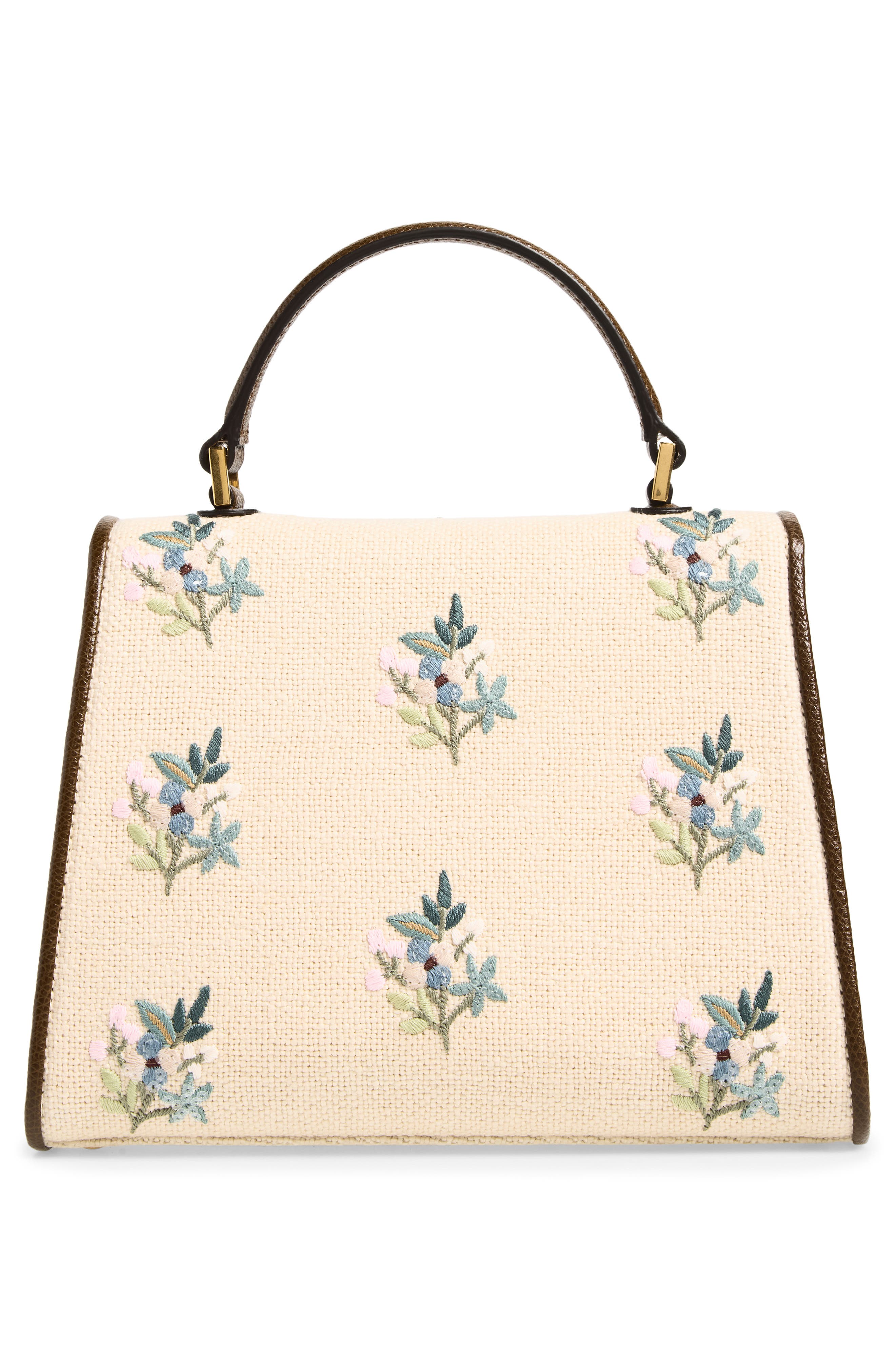 Small VSling Embroidered Linen Top Handle Bag, Alternate, color, BEIGE MULTI