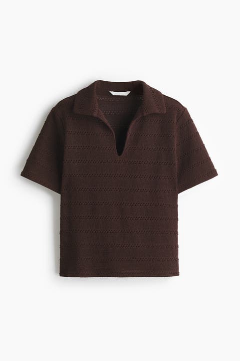 Crochet-look Polo Shirt