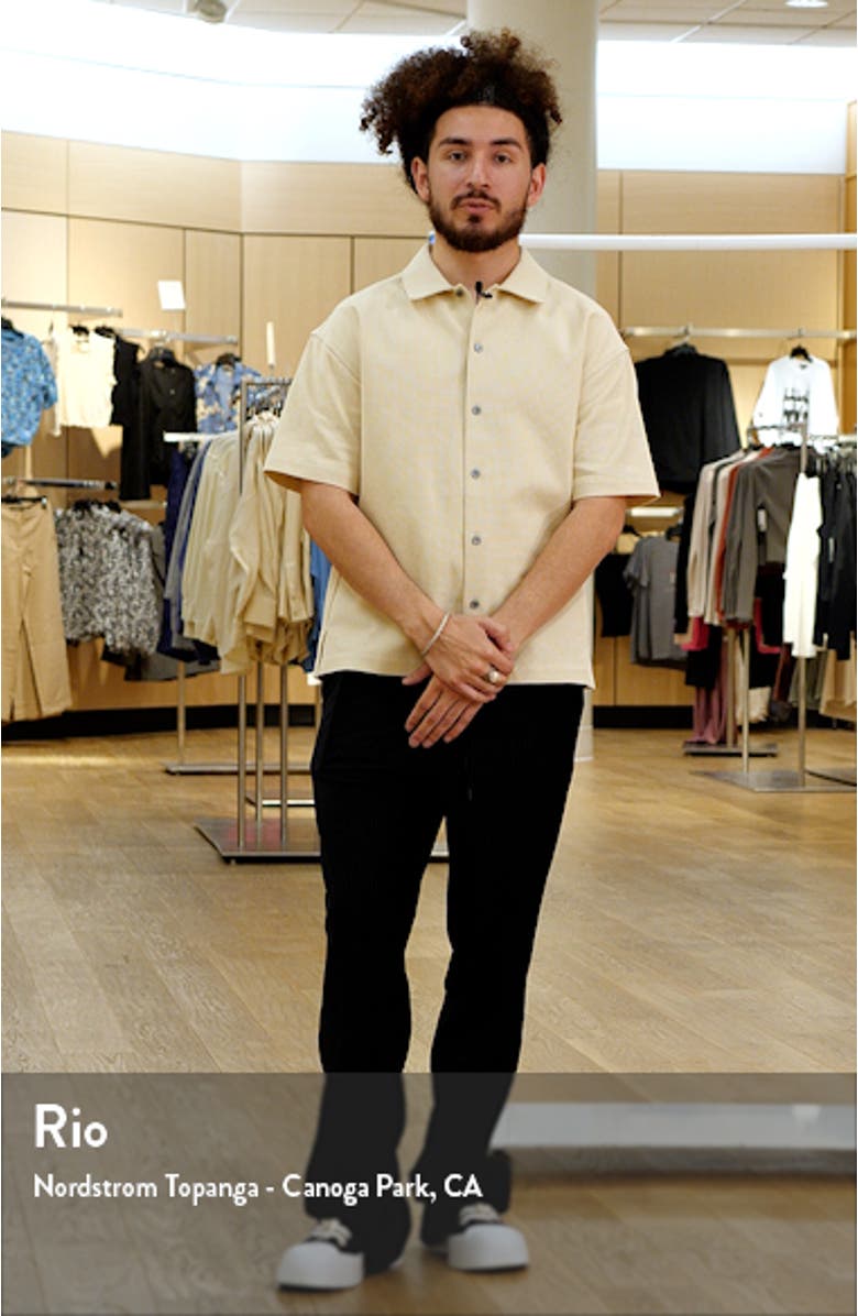 Textured Short Sleeve Button-Up Shirt, sales video thumbnail