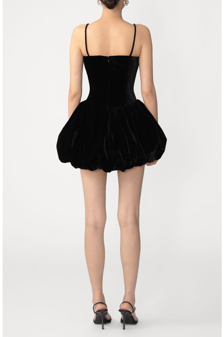 Miley Bubble Hem Velvet Minidress, Alternate, color, BLACK