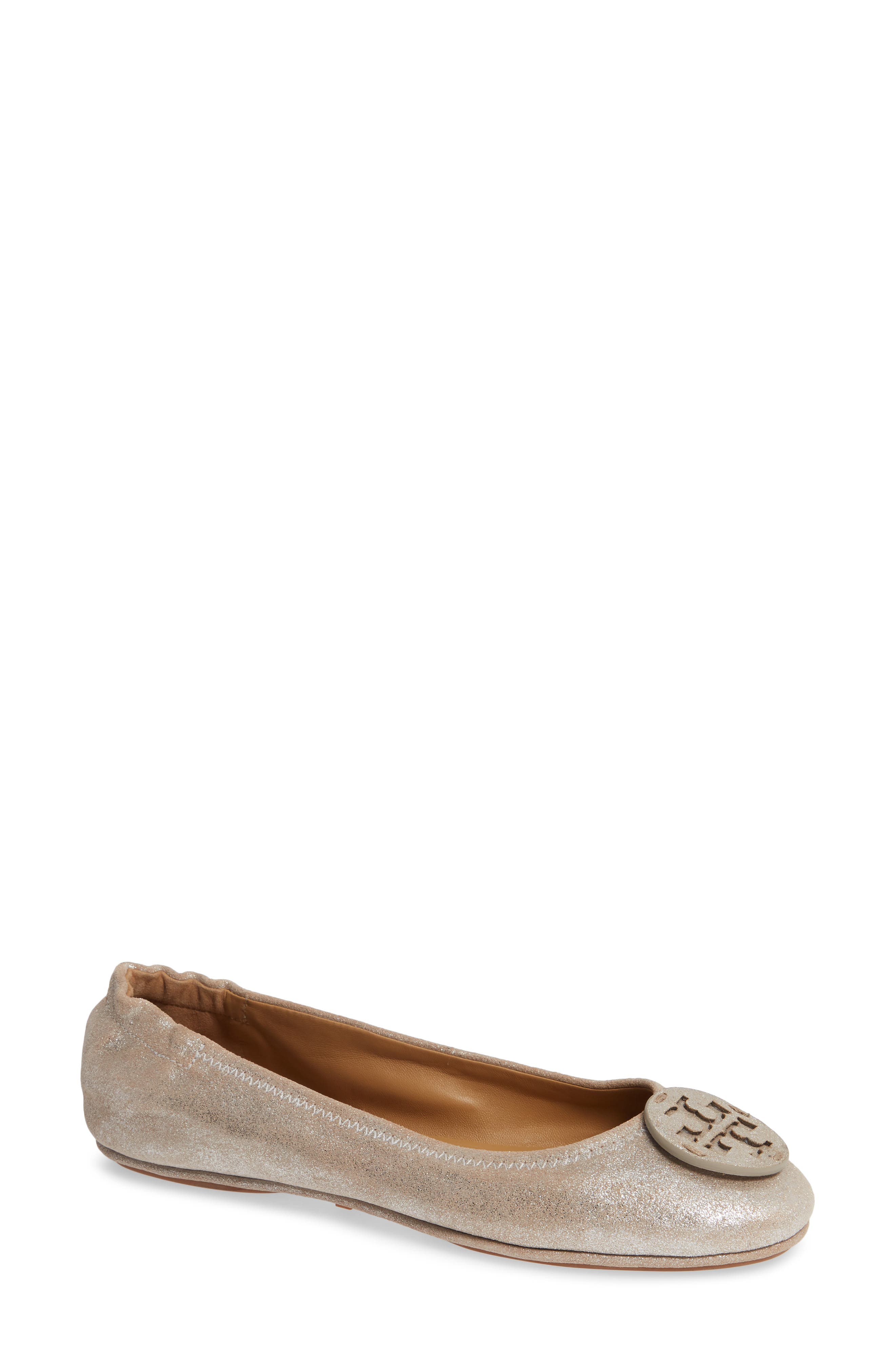 Minnie Travel Ballet Flat, Main, color, METALLIC PERFECT SAND