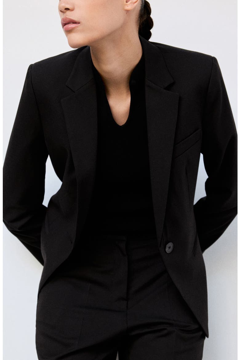Notch Collar Blazer, Main, color, BLACK