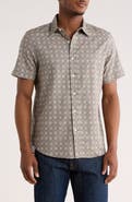 14th & Union Medallion Short Sleeve Linen & Cotton Button-Up Shirt