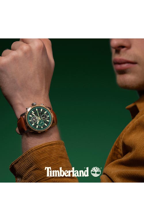 Timberland Hampton Harbour Multifunction Chronogrpah Leather Strap Watch, 46mm In Dark Brown