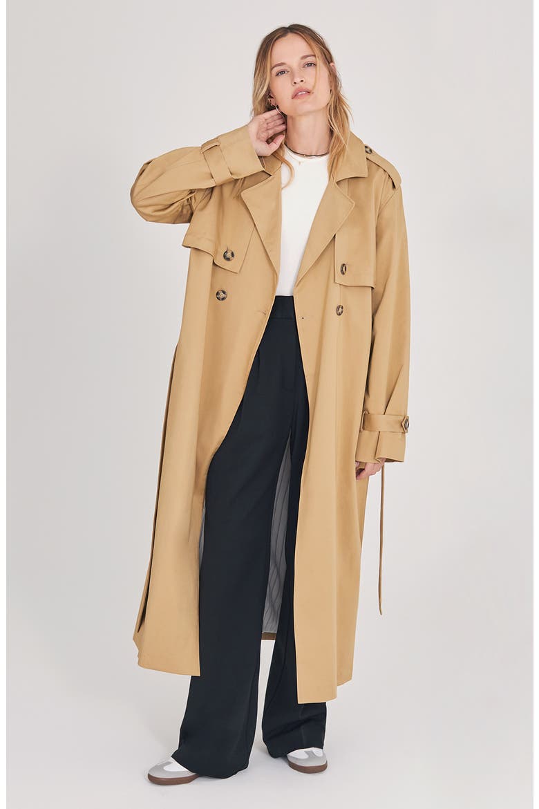 The Charles Stretch Cotton Trench Coat, Alternate, color, SAND