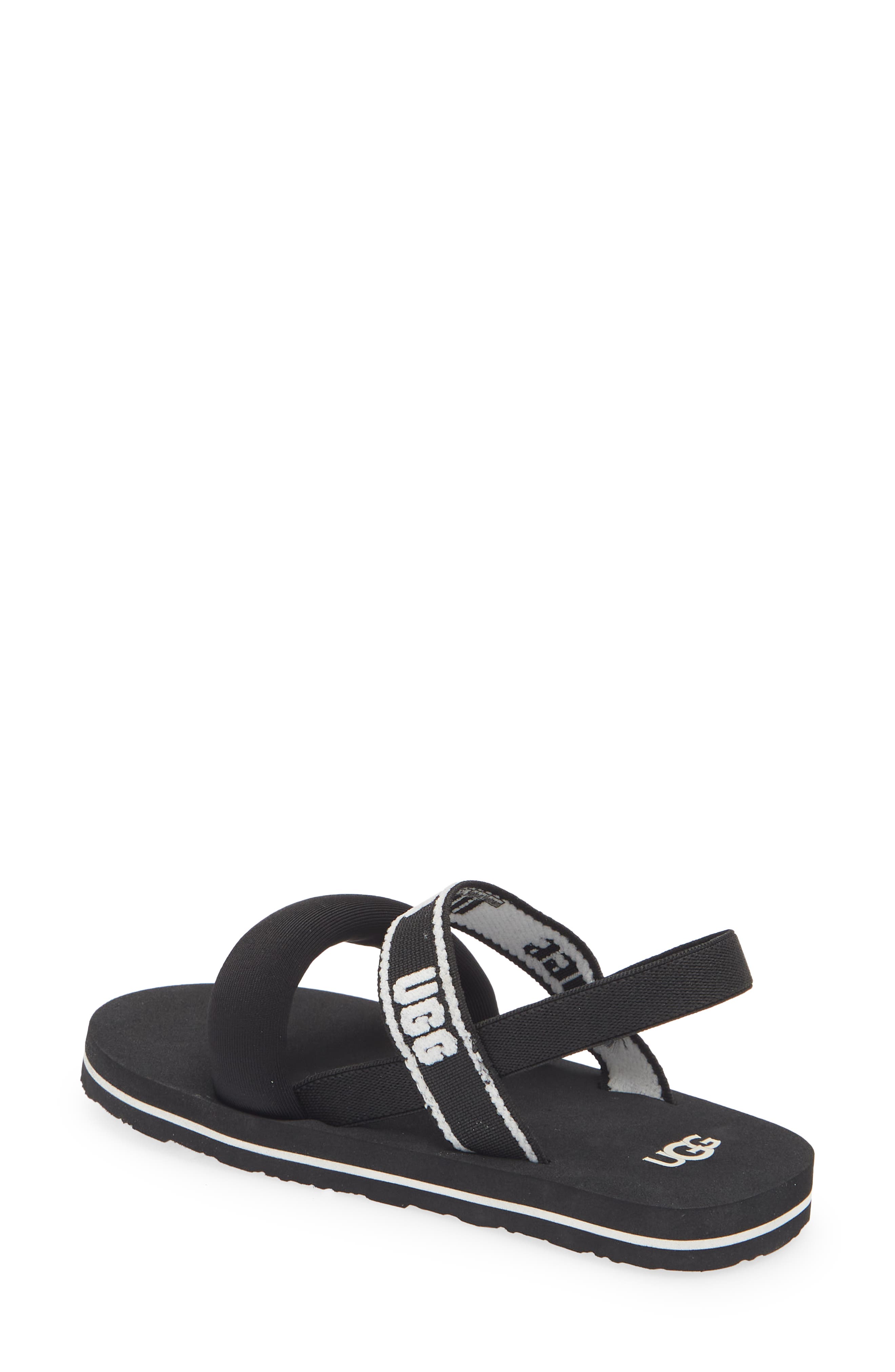 UGG<sup>®</sup> Kids' Zuma Logo Slingback Sandal, Alternate, color, Black