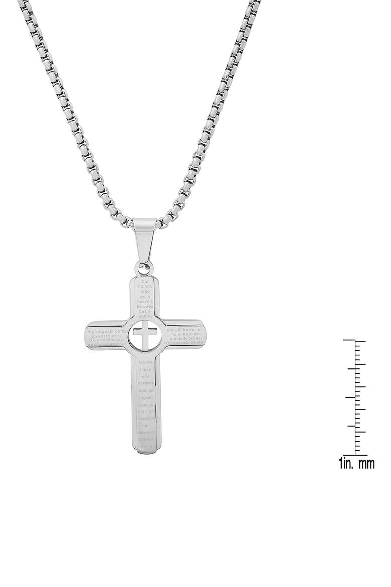 Men's Lord's Prayer Cross Pendant Necklace, Alternate, color, SILVER