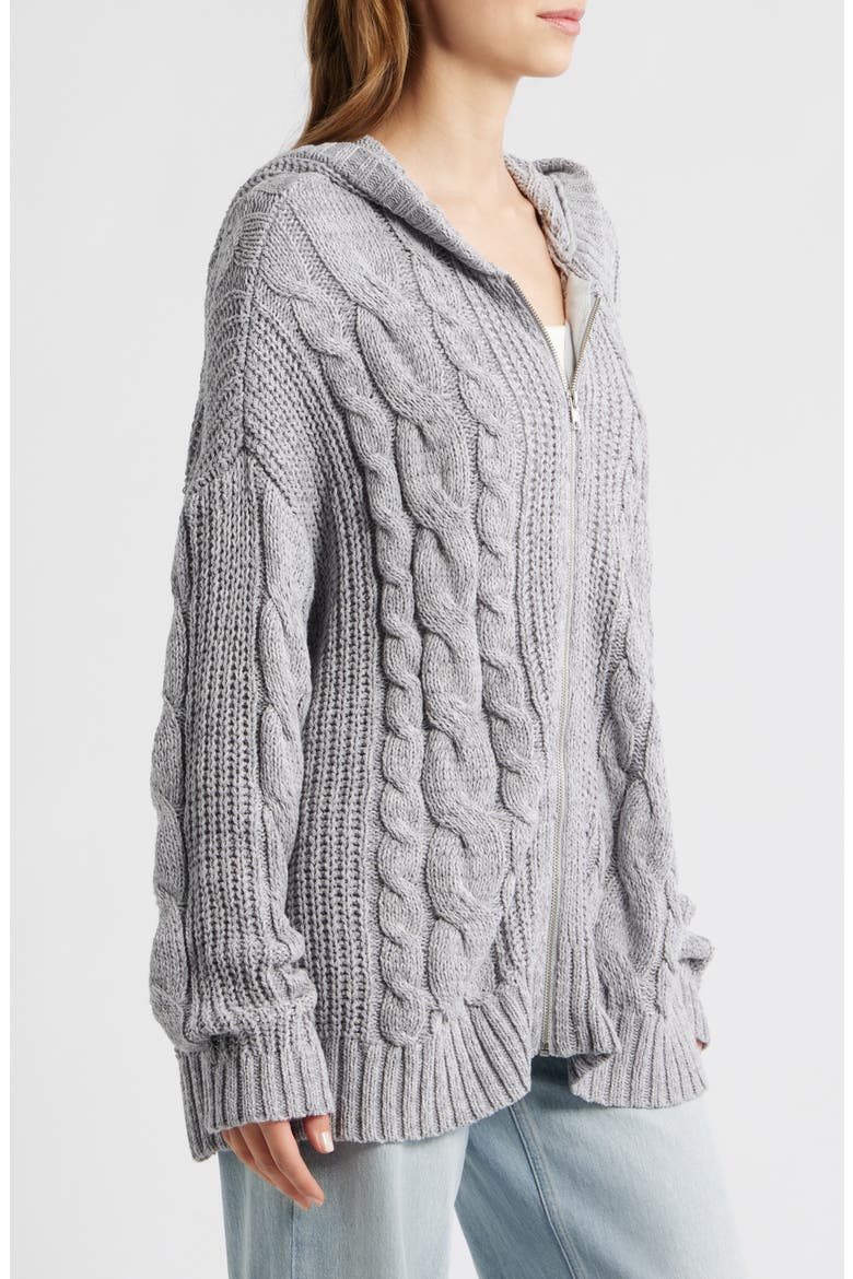 Dylan Cable Knit Zip-Up Hooded Sweater (Women) | Nordstrom