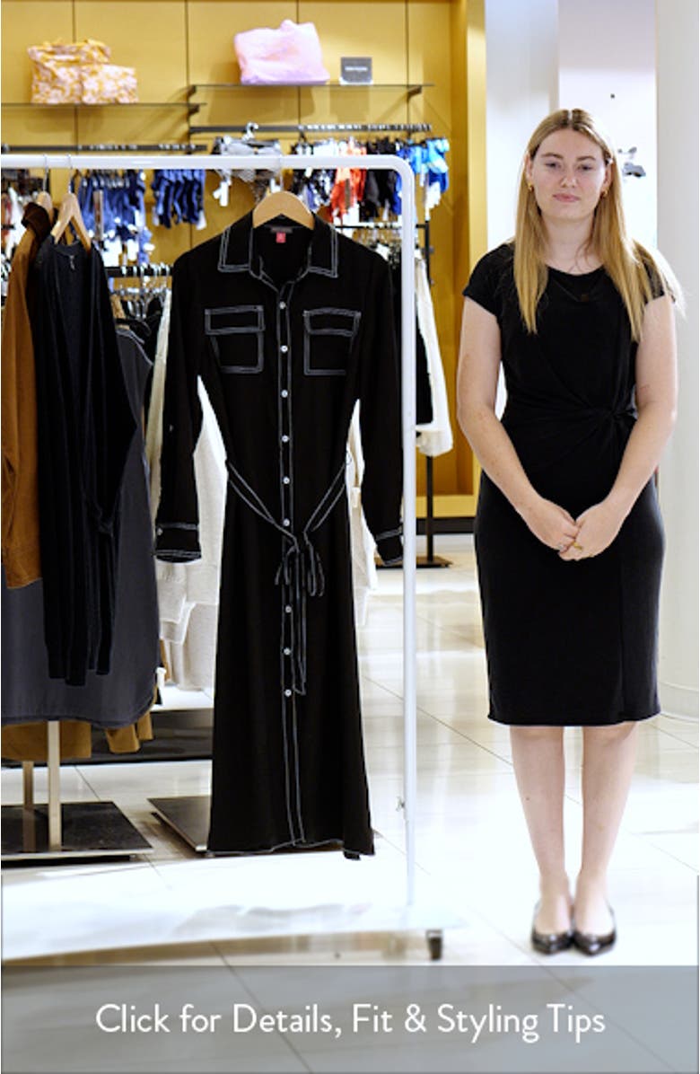 Long Sleeve Contrast Stitch Shirtdress, sales video thumbnail