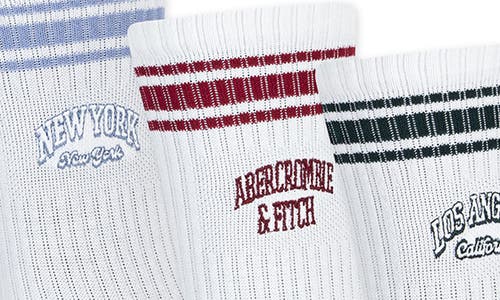 Abercrombie Kids Kids' Assorted 3-pack Crew Socks In White