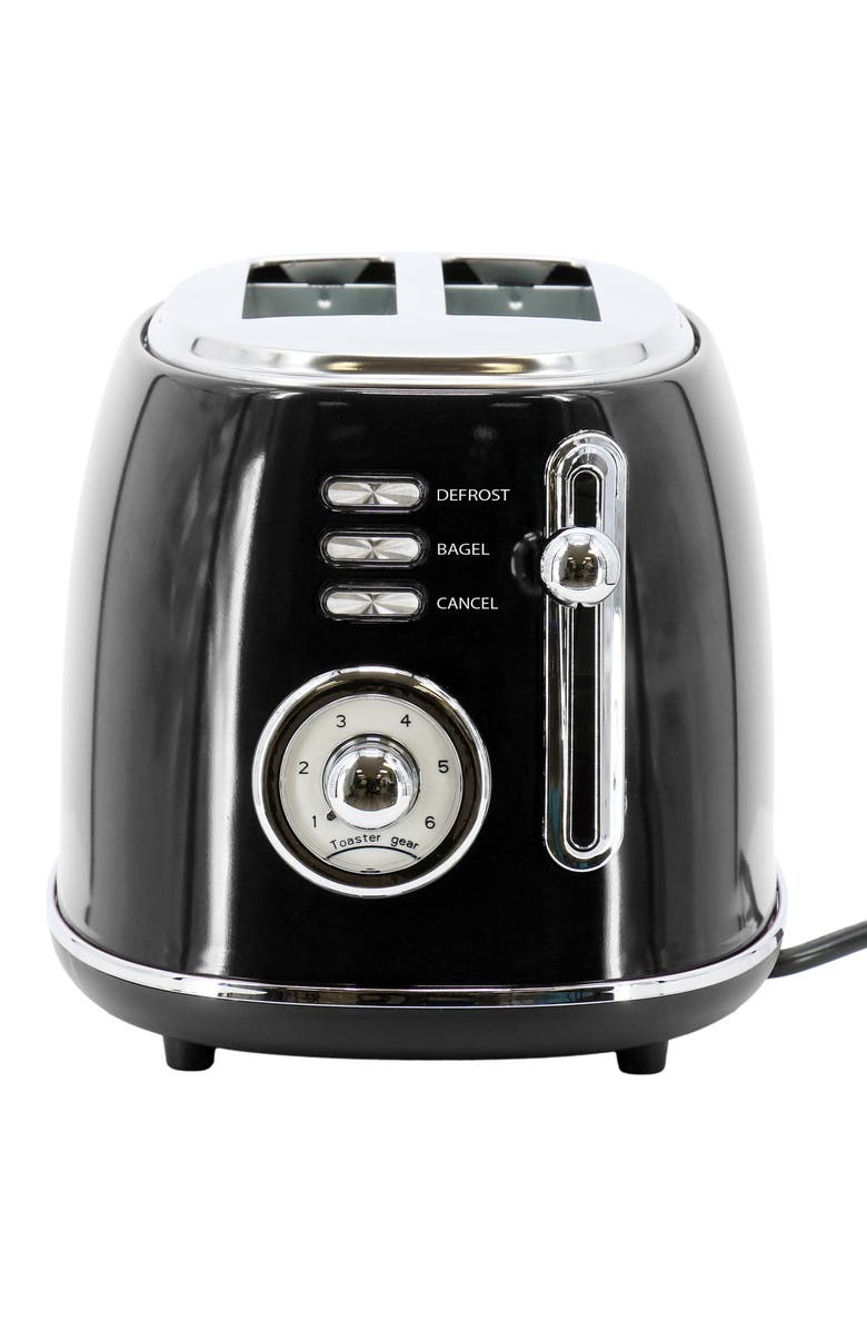 Megachef 1.8 Quart Electric Tea Kettle and 2 Slice Toaster Combo in Black, Alternate, color, Black